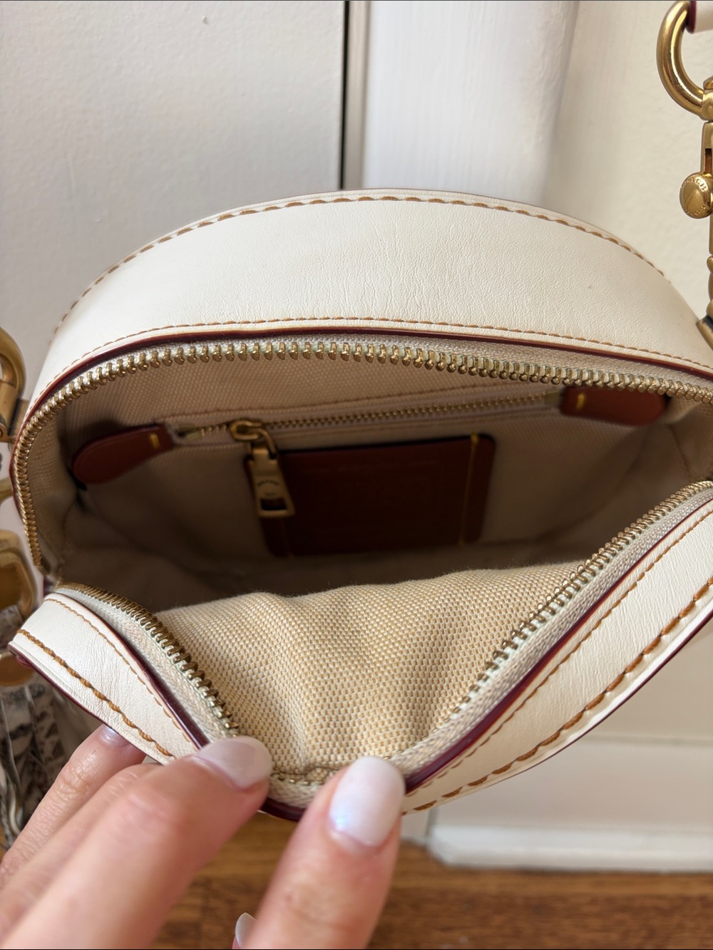 COACH Cream Round Crossbody Bag with Tassel - Picture 4 of 4